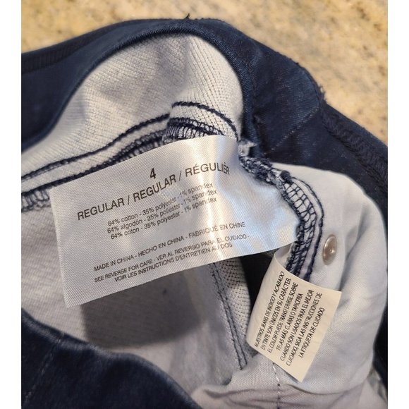 Martha Stewart Everyday Size 4 Womens Pull On Crop Blue Pants Faux Pearl Hem - Picture 5 of 12